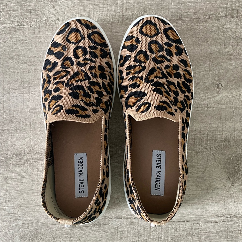 Never been worn- Steve Madden Animal Print Slip On Sneakers